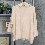 Prologue Women's 3/4 Sleeve Turtleneck Pullover Sweater Blush Pink S