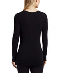 Cuddl Duds Women's Softwear Stretch Long Sleeve V Neck Top Black Small