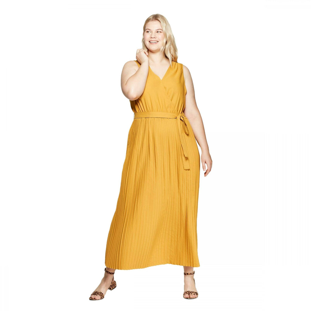 Ava & Viv Women's Plus Size Sleeveless V-Neck Pleated Maxi Dress –  Biggybargains