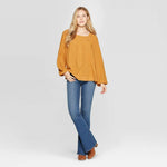 Universal Thread Women's Long Sleeve Square Neck Blouse