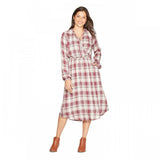 Knox Rose Women's Plaid Long Sleeve Midi Dress