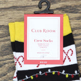 Club Room Holiday Candy Cane and Lights Candy Cane Crew Socks