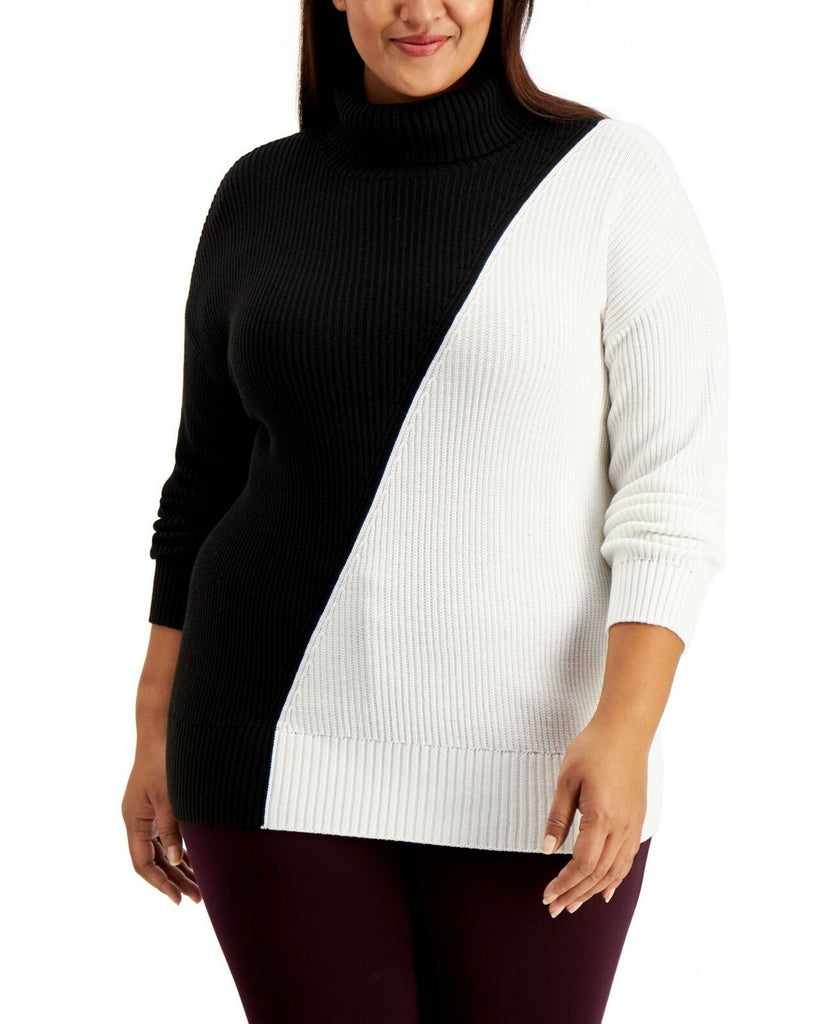 Alfani Plus Size Colorblock Turtleneck Sweater – Biggybargains