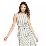 Who What Wear Women's Striped Sleeveless Tie Front Button-Up Shirt