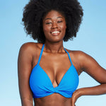 Shade & Shore Women's Light Lift Twist-Front Textured Bikini Top