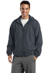 Sport-Tek Men's Tall Hooded Raglan Windbreaker Jacket. TJST73