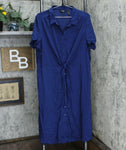 Du Jour Button Front Shirt Midi Dress With Tie Detail Navy XL