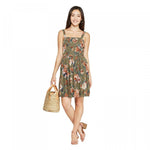 Xhilaration Floral Print Sleeveless Square Neck Pleated Bottom Mini Dress