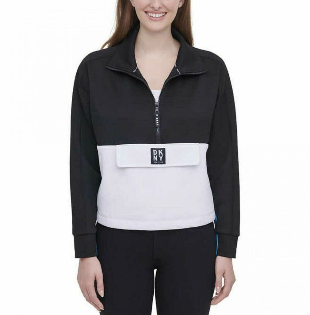 Women's Milwaukee Brewers DKNY Sport Black Emily Quarter-Zip